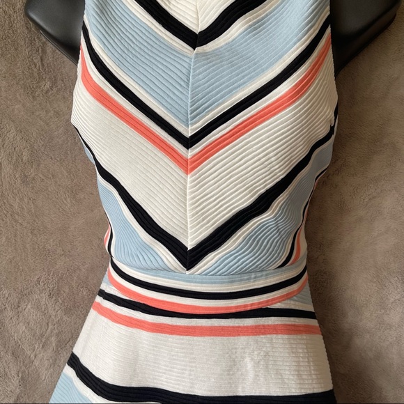 White Striped A Line Dress - Picture 3 of 10